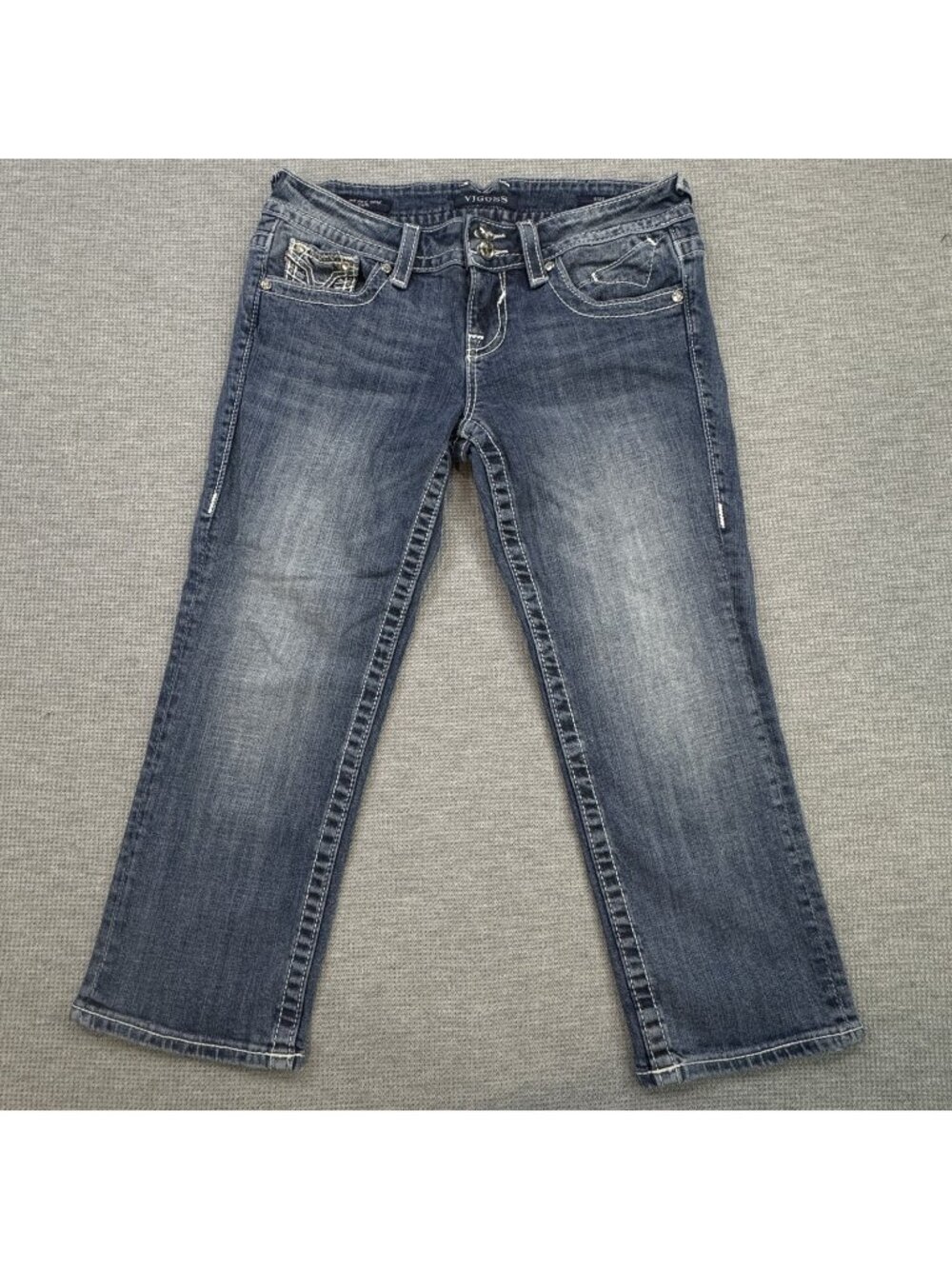 Vigoss Denim The New York Capri Jeans Womens Size 3/4 Length 21 Low Rise Blue